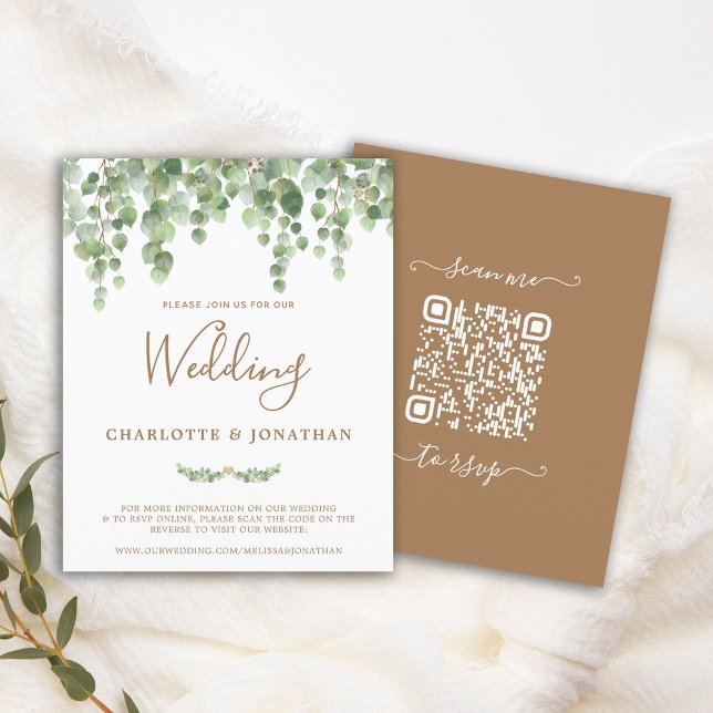 Papier Budget Eucalyptus Botanical QR Code Mariage Invita (Créateur téléchargé)