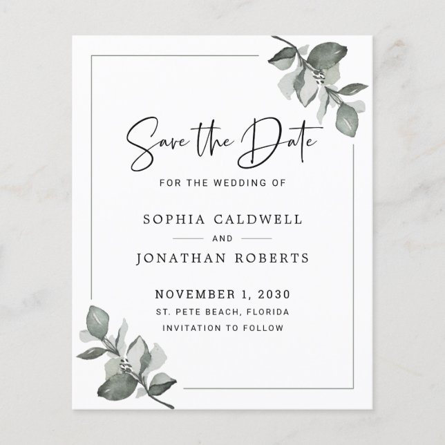 Papier Budget Eucalyptus calligraphie simple Enregistrer  (Devant)