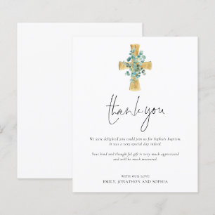Papier Budget Eucalyptus Cross Christening Merci