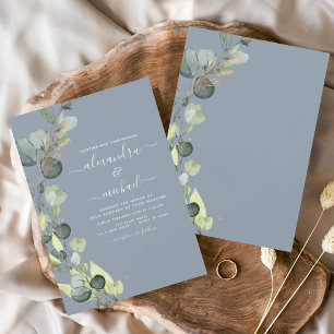 Papier Budget Eucalyptus Dusty Blue Faire-part de mariage