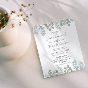 Papier Budget Eucalyptus Dusty Blue Watercolor Mariage