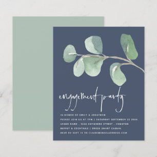 Papier Budget Eucalyptus Dusty Navy Blue Engagement Party
