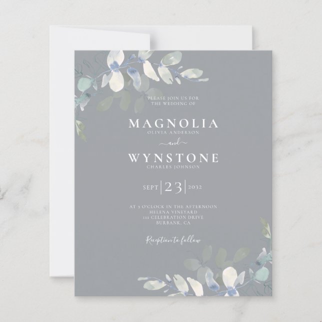 Papier Budget Eucalyptus Faire-part de mariage botanique (Devant)