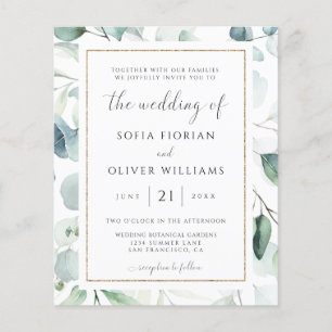 Papier Budget Eucalyptus Faire-part de mariage de verdure