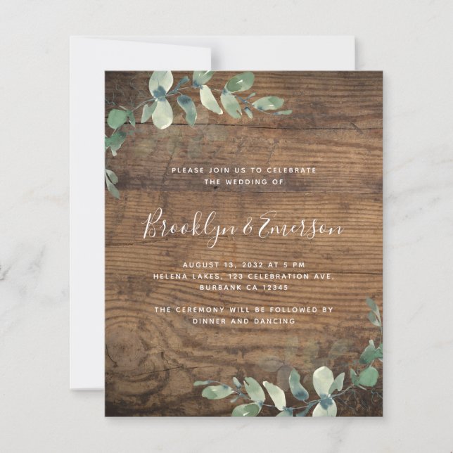 Papier Budget Eucalyptus Faire-part de mariage de verdure (Devant)