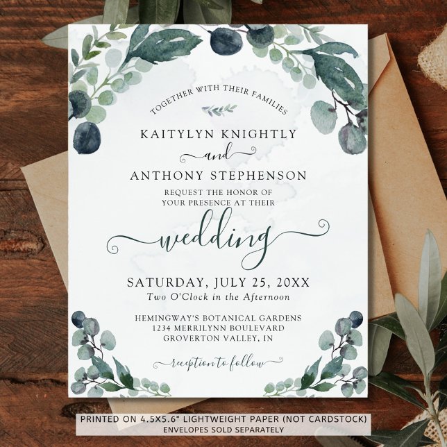 Papier Budget Eucalyptus Faire-part de mariage de verdure (Créateur téléchargé)