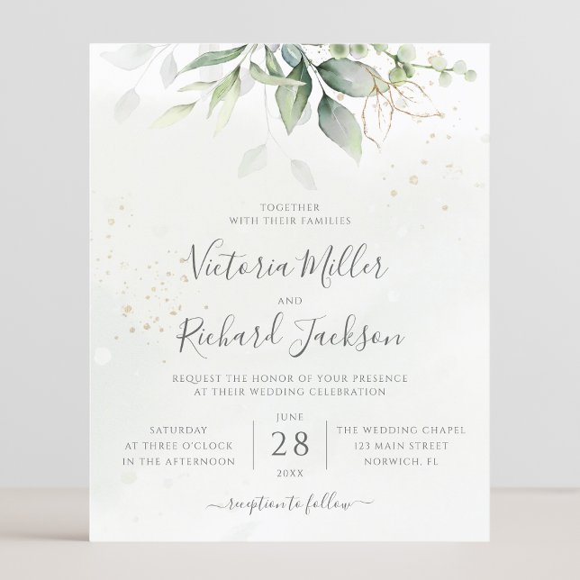 Papier Budget Eucalyptus Faire-part de mariage de verdure (Créateur téléchargé)