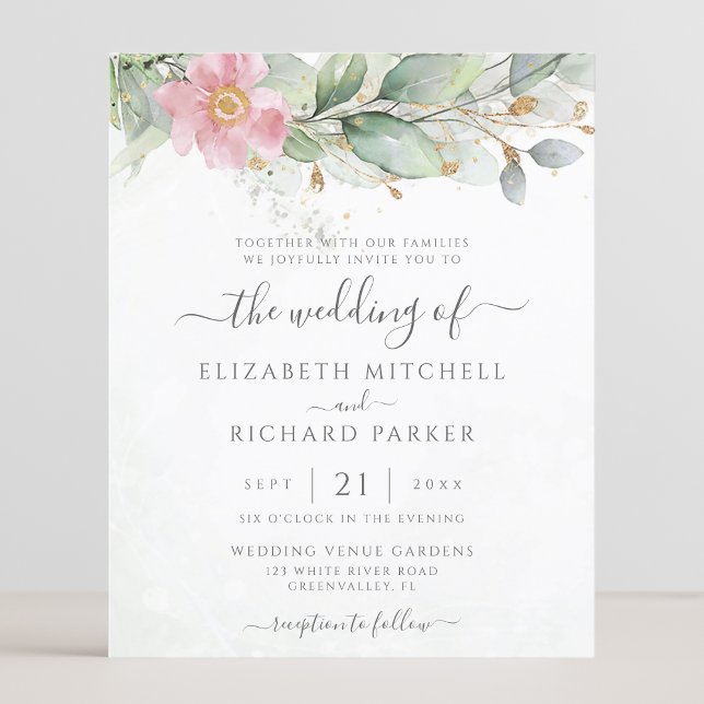 Papier Budget Eucalyptus Faire-part de mariage de verdure (Créateur téléchargé)