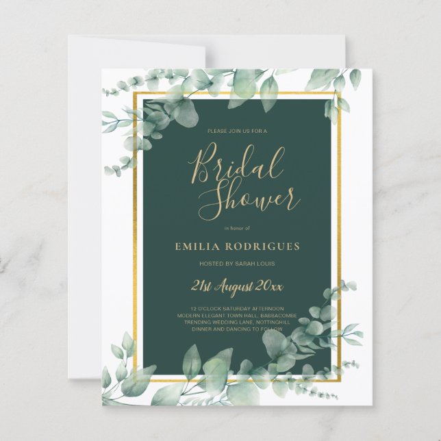 Papier BUDGET Eucalyptus FÊTE DES MARIÉES Vert Or QR C (Devant)