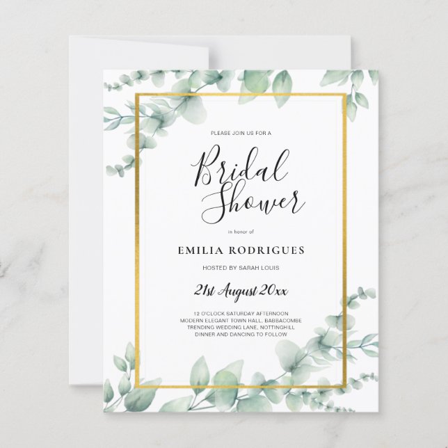 Papier BUDGET Eucalyptus FÊTE DES MARIÉES Vert Or QR C (Devant)