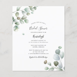 Papier Budget Eucalyptus Foliage Bridal Shower Invitation
