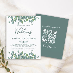 Papier Budget Eucalyptus Foliage QR Code Mariage Invitati