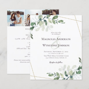 Papier Budget Eucalyptus Gold Photo Faire-part de mariage