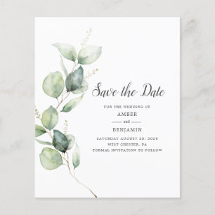 Papier Budget Eucalyptus Green Script Enregistrer la date