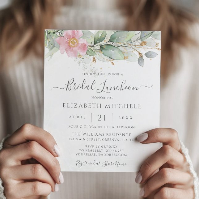 Papier Budget Eucalyptus Greenery Invitation de déjeuner  (Créateur téléchargé)