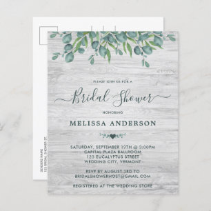 Papier Budget Eucalyptus Invitation Fête des mariées vert