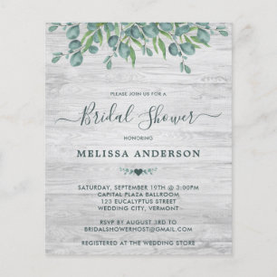 Papier Budget Eucalyptus Invitation Fête des mariées vert