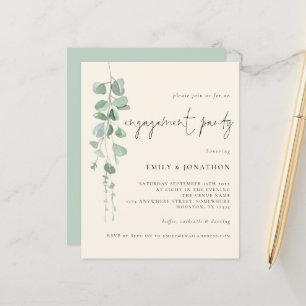 Papier Budget Eucalyptus Ivory Engagement Invitation