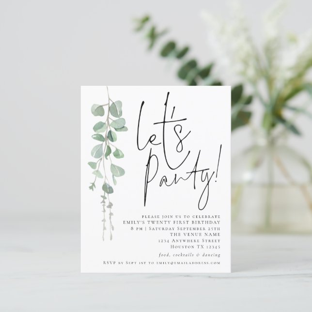 Papier Budget Eucalyptus Lets Parti 21ème anniversaire In (Debout devant)