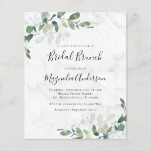Papier Budget Eucalyptus Marbre Bridal Brunch Invitation