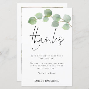 Papier BUDGET Eucalyptus Mariage 3 photo Merci