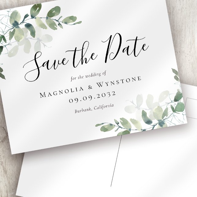 Papier BUDGET Eucalyptus Mariage Enregistrer La Date Cart (Créateur téléchargé)