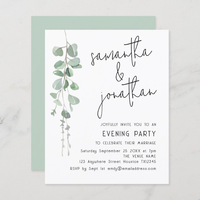 Papier Budget Eucalyptus Mariage informel Invitation du s (Devant / Derrière)