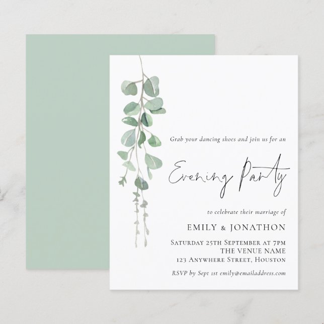 Papier Budget Eucalyptus Mariage informel Soirée (Devant / Derrière)