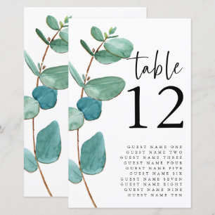 Papier Budget Eucalyptus Mariage Nom de l'invité Table No