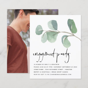 Papier Budget Eucalyptus Photo Engagement Invitation