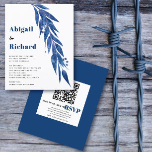 Papier BUDGET eucalyptus QR code bleu faire-part de maria