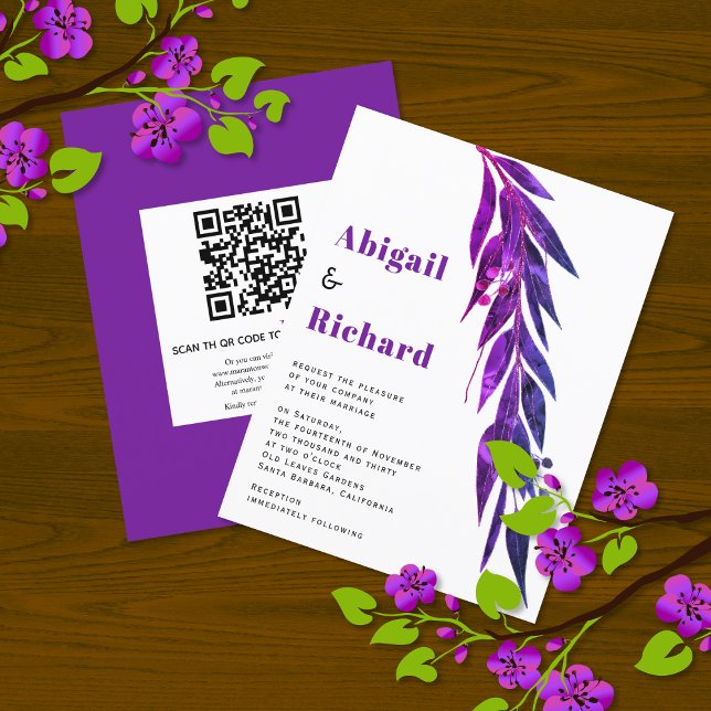 Papier BUDGET eucalyptus QR code RSVP faire-part de maria (Créateur téléchargé)