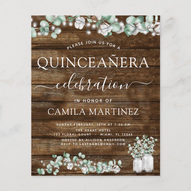Papier Budget Eucalyptus Russe Bois Quinceanera (Devant)