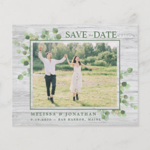 Papier Budget Eucalyptus Rustic Photo Enregistrer La Date