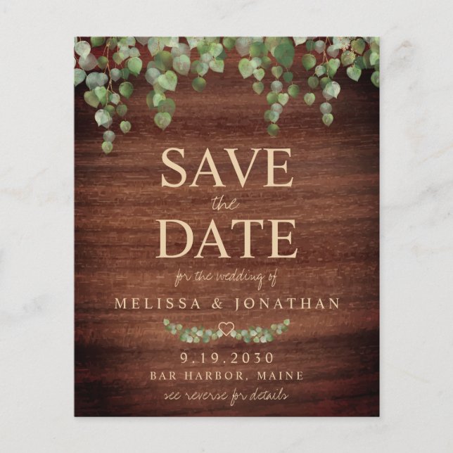 Papier Budget Eucalyptus Rustic QR Code Enregistrer la da (Devant)