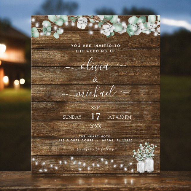 Papier Budget Eucalyptus Rustic Wedding Invitations (Créateur téléchargé)