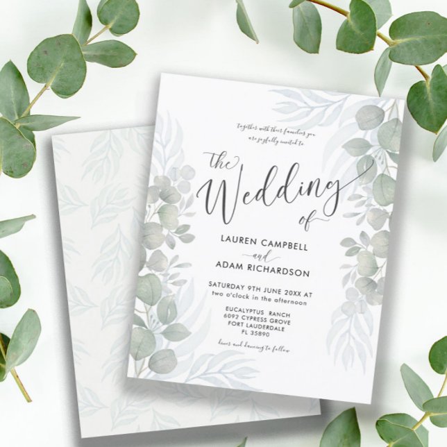 Papier Budget Éucalyptus Sage Faire-part de mariage vert (Créateur téléchargé)