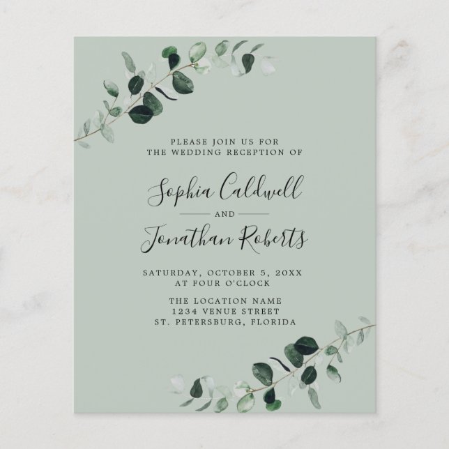 Papier Budget Eucalyptus Sage Invitation de réception de  (Devant)