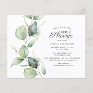 Papier Budget Eucalyptus Script nuptiale de douche Invita