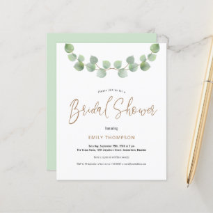 Papier Budget Eucalyptus Script nuptiale invitation douch