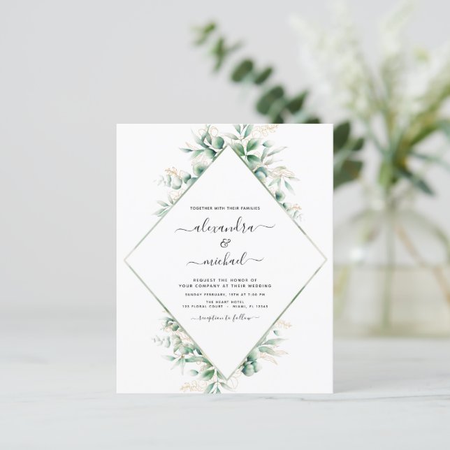 Papier Budget Eucalyptus Verdure Mariage élégant (Debout devant)