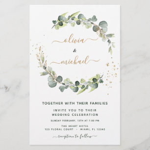 Papier Budget Eucalyptus Vert Mariage Invitations