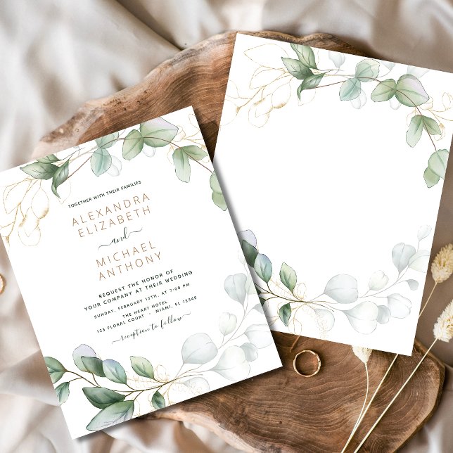Papier Budget Eucalyptus Vert Mariage Invitations (Créateur téléchargé)