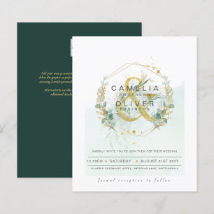Papier Budget Eucalyptus Vert Mariage QR CODE Invitation