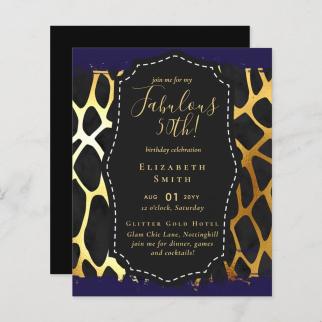 Papier BUDGET Fabuleux 50e anniversaire Glam Chick Invite (Devant / Derrière)