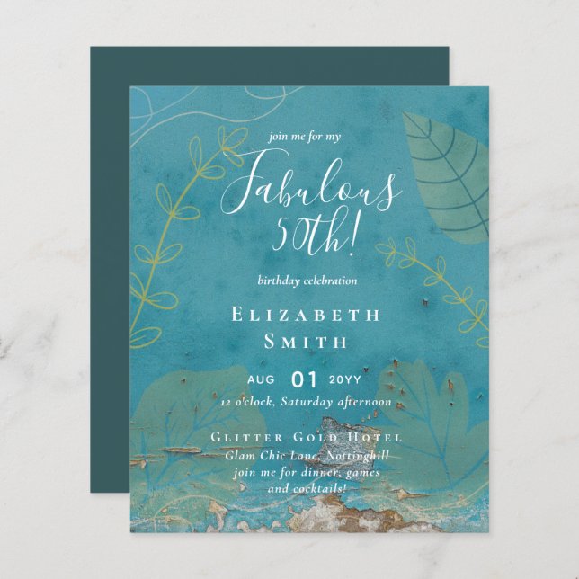 Papier BUDGET Fabuleux 50e anniversaire Glam Chick Invite (Devant / Derrière)