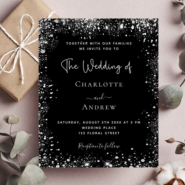 Papier Budget faire-part de mariage brillant en argent no (Créateur téléchargé)