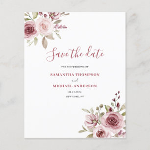 Papier Budget Faire-part de mariage floral rose à conserv