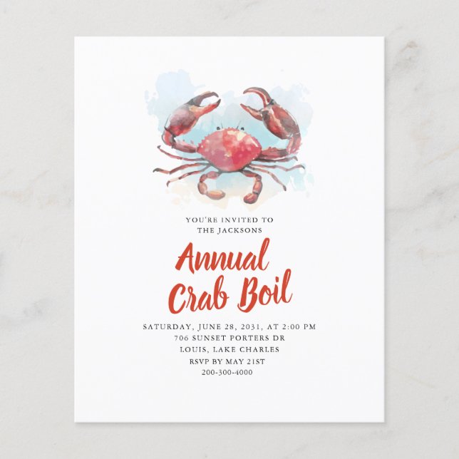 Papier Budget Famille Été Fête de fruits de mer Invitatio (Devant)