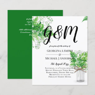 Papier BUDGET Ferns Verdure Mariage blanc Invitation